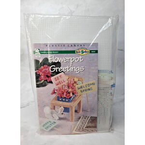 House of White Birches Plastic Canvas Embroidery Kit Flowerpot Greetings 186032